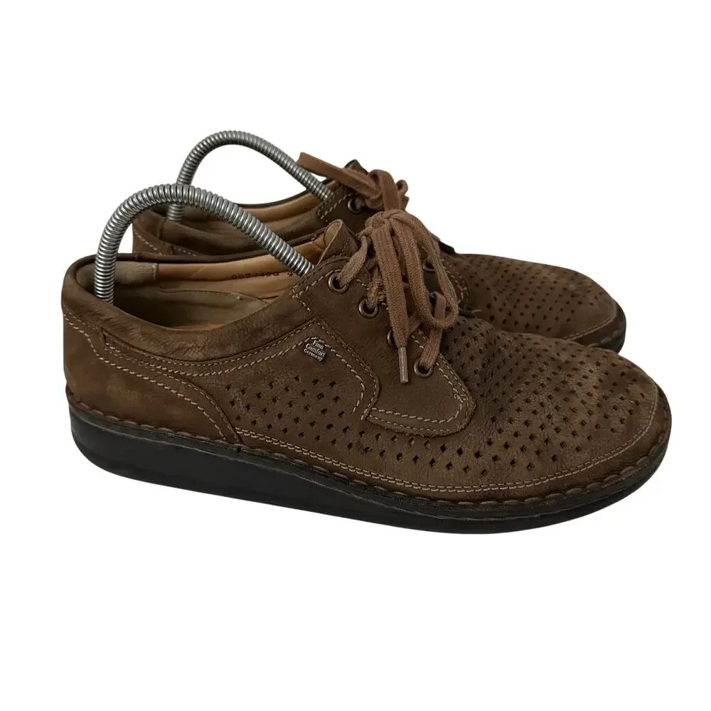 Finn Comfort Baden Shoes Mens Size 9.5 Brown Leather Nubuck Perforated Casual 43